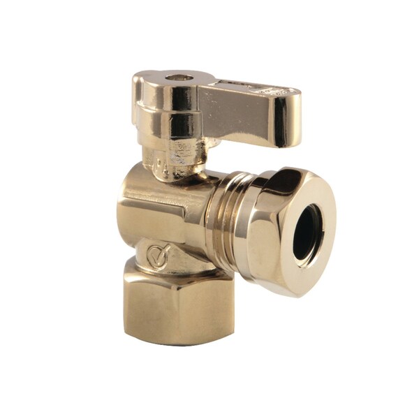 Kingston Brass KF4410PB 1/2" FIP X 1/2" or 7/16" Slip Joint Angle Stop Valve, Polished Brass KF4410PB - main